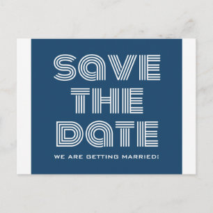 Retro Save the Date Postkarte, blau Ankündigungspostkarte