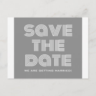Retro Save the Date Postkarte, grau Ankündigungspostkarte