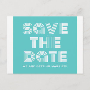 Retro Save the Date Postkarte, Türkis Ankündigungspostkarte