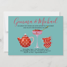 Retro Save the Date Wedding Tea Party 1950 Vintag Magneteinladung