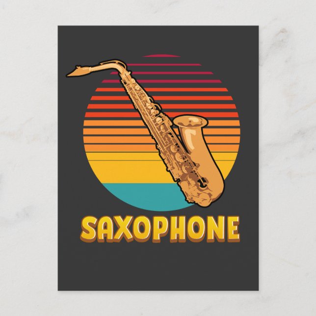 Retro Saxophon Postkarte (Vorderseite)