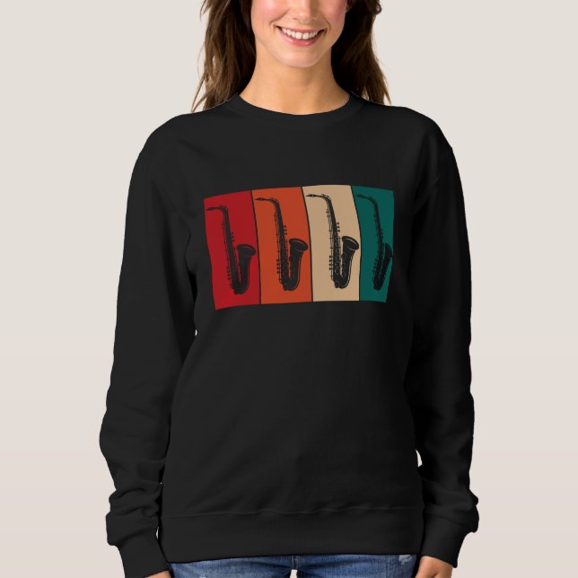 Retro Saxophone Sheet Music Alto Saxophone Reed Sweatshirt (Vorderseite)