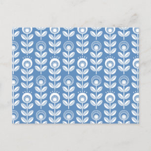 Retro Scandinavian Blue Pattern Feiertagspostkarte