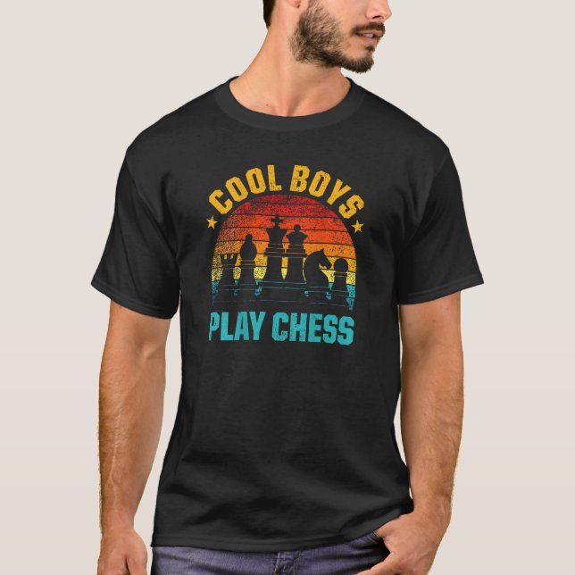 Retro-Schach-Evolution Coole Jungs spielen Schach  T-Shirt (Vorderseite)