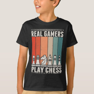 Retro Schach Gamer Board Spiel Schachfiguren T-Shirt