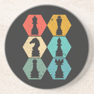 Retro Schach Geschenk Vintage Schach Stücke T - S Getränkeuntersetzer