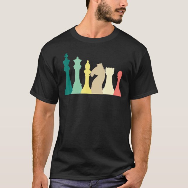 Retro Schach Vintag Schachbrett T-Shirt (Vorderseite)