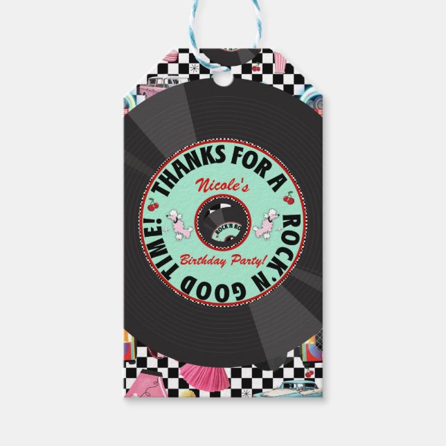 Retro Schachbrett 50's 50er Theme Party Gefallen Geschenkanhänger (Vorderseite)