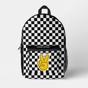 Retro-Schachbrett-Friedenszeichen Bedruckter Rucksack