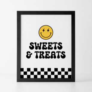 Retro Schachbrett Happy Face Süßigkeiten und Lecke Poster