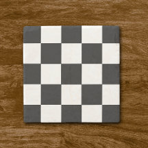 Retro-Schachbrett-Steinuntersetzer in Schwarz-Weiß