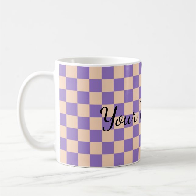 Retro-Schachbrett Süßes Lavendel Kaffeetasse (Links)