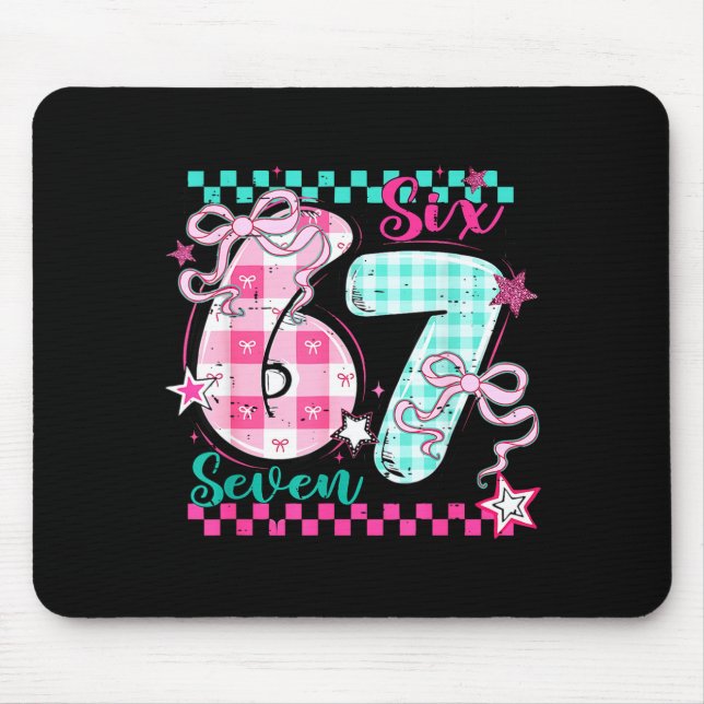 Retro-Schachbrett-Valentinstag-Sechs-Sieben-Meme 6 Mousepad (Vorne)