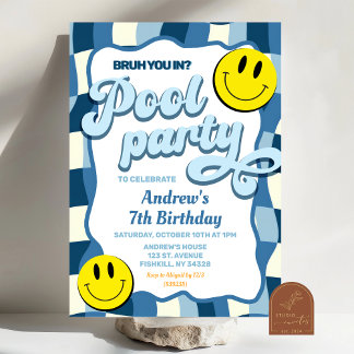 Retro Schachbrettbecken Party Geburtstag Einladung