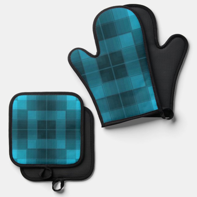 Retro-Schachbretter Ofenhandschuh & Topflappen-Set (Vorderseite/Rückseite)