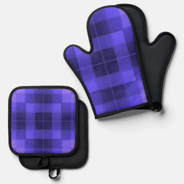 Retro-Schachbretter Ofenhandschuh & Topflappen-Set (Vorderseite/Rückseite)