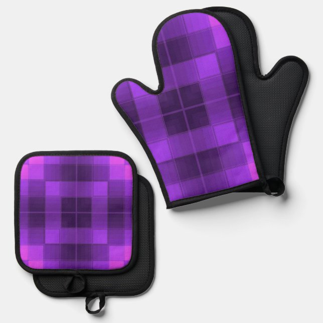 Retro-Schachbretter Ofenhandschuh & Topflappen-Set (Vorderseite/Rückseite)