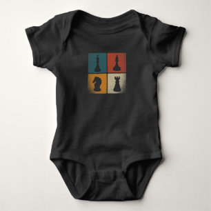 Retro-Schachfiguren Crew Vintage-Schachliebhaber Baby Strampler
