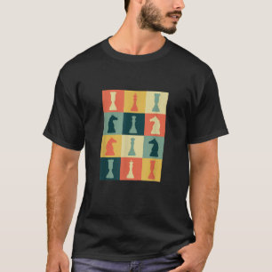 Retro-Schachfiguren Vintages Brettspiel Großmeiste T-Shirt