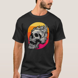 Retro-Schädel mit Flammen Phantastische Vintage Fl T-Shirt