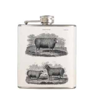 Retro-Schaf-Mutterschafe Bauernhoftiere alte Mutte Flachmann