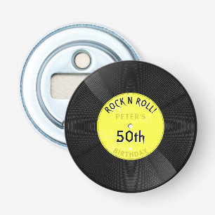 Retro-Schallplatte Rock N Roll Gelbe Geburtstagsfe Flaschenöffner
