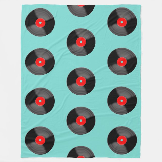 Retro-Schallplatten-Decke  Fleecedecke (Vorderseite)