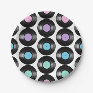 Retro-Schallplatten Farbige Musterdesign Pappteller