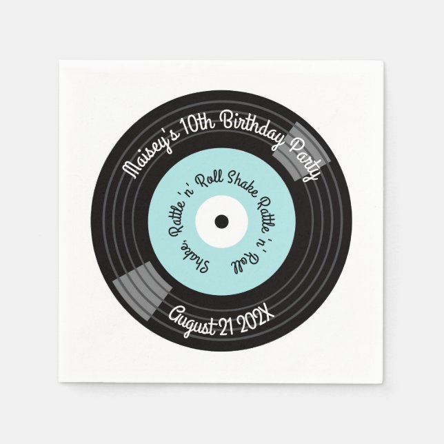 Retro-Schallplatten-Party Serviette (Vorderseite)