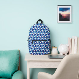 Retro-Schattierungen von Blau Geometrisches abstra Bedruckter Rucksack