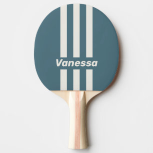 Retro Schiefergrau Drei Pin Streifen mit Namen Tischtennis Schläger