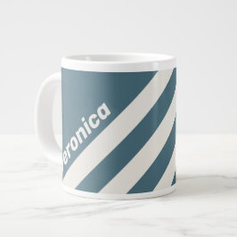 Retro Schiefergrau Drei Streifen mit Namen Jumbo-Tasse