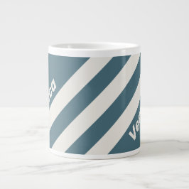 Retro Schiefergrau Drei Streifen mit Namen Jumbo-Tasse