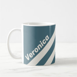 Retro Schiefergrau Drei Streifen mit Namen Kaffeetasse