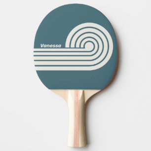 Retro Schiefergraue Curl-Streifen mit Namen Tischtennis Schläger