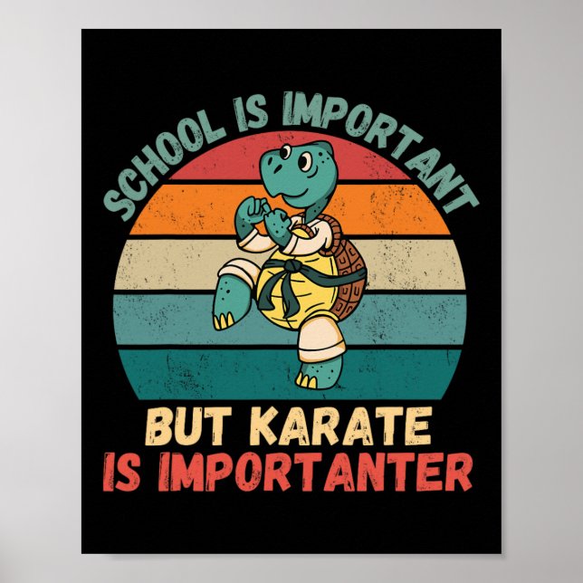Retro Schildkröte Schule ist wichtig Karate ist wi Poster (Vorne)