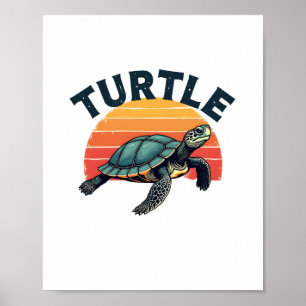 Retro-Schildkröten-T-Shirt Poster