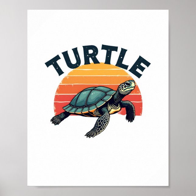 Retro-Schildkröten-T-Shirt Poster (Vorne)