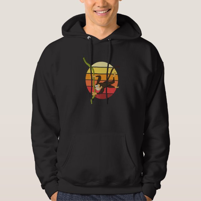 Retro Schimpanse Tier Affe Hoodie (Vorderseite)