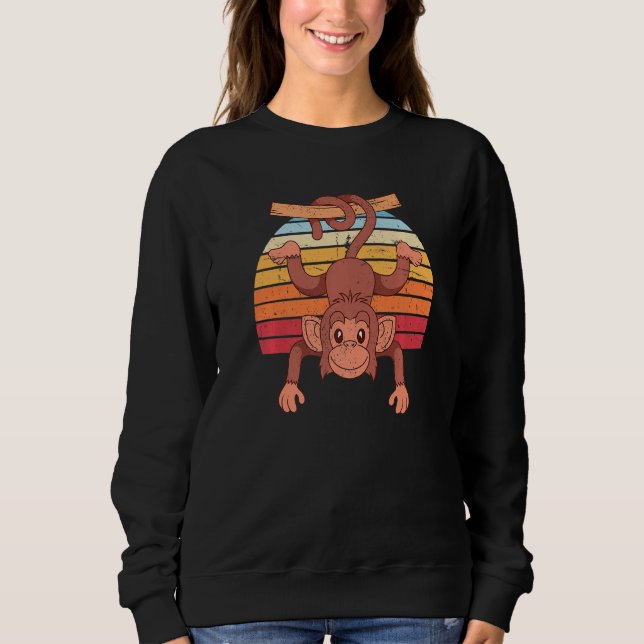 Retro-Schimpanse-Zoo-Tier-Affe Süßer Affe Sweatshirt (Vorderseite)