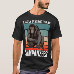 Retro-Schimpansen-Zitat-Ape leicht ablenkbar durch T-Shirt