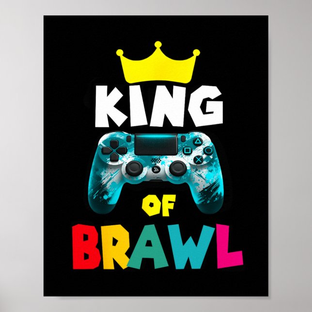 Retro Schlägerei König Gamer Gaming Schläger Schlä Poster (Vorne)