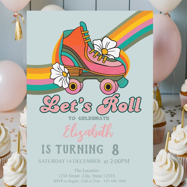 Retro-Schlittschuhe Mintgrün Geburtstag Einladung (Von Creator hochgeladen)