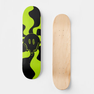 Retro-Schmelzlächeln in Lime Green und Schwarz Skateboard