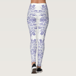 Retro Schmutzmarinemit blumenmuster Leggings