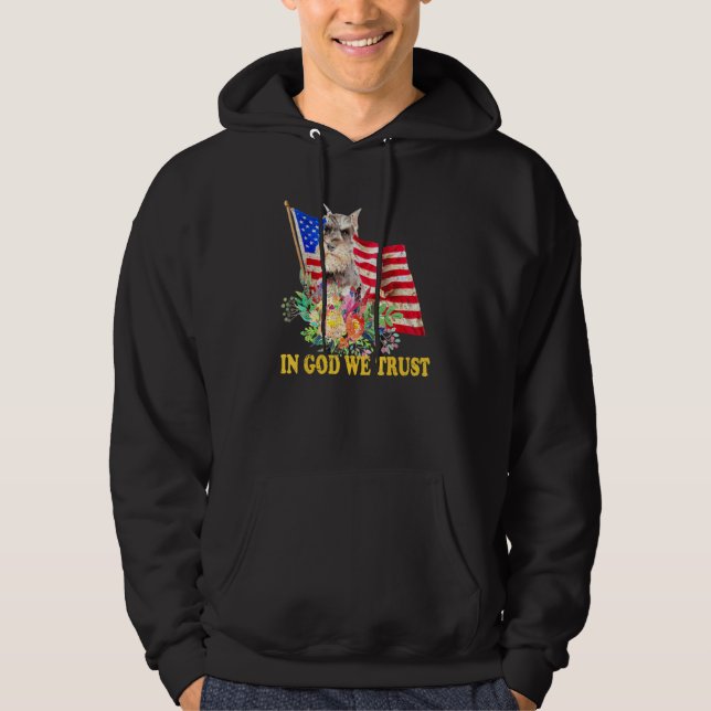 Retro Schnauzer Us Flag In God We Trust July 4th U Hoodie (Vorderseite)