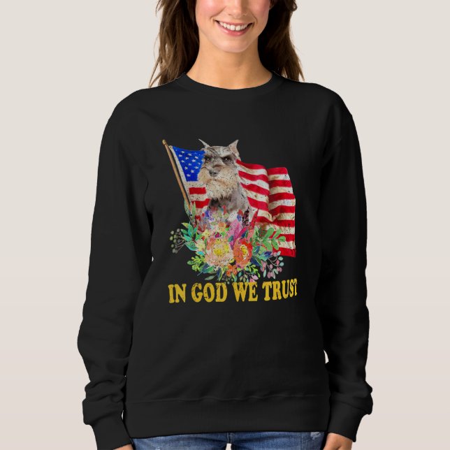 Retro Schnauzer Us Flag In God We Trust July 4th U Sweatshirt (Vorderseite)