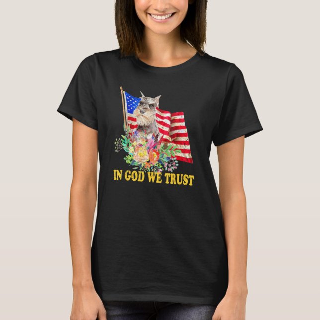 Retro Schnauzer Us Flag In God We Trust July 4th U T-Shirt (Vorderseite)