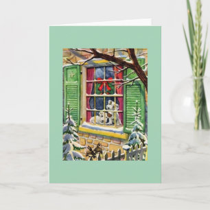 Retro Schnauzer Welpe Weihnachtskarte Karte