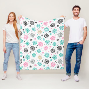 Retro-Schneeflocken Fleecedecke
